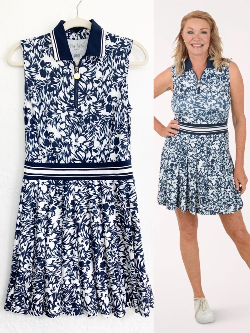 Stella Parker Abstract Aurora Sleeveless Polo Dress Sz S